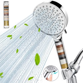 Cobbe Filtered Shower Head with Handheld, High Pressure 6 Spray Mode Showerhead with Filters, Water Softener Filters Beads for Hard Water - Remove Chlorine - Reduces Dry Itchy Skin, Chrome | Cobbe
