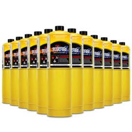 BLUEFIRE Modern MAPP Gas Cylinder, 14.1 oz, 99.9% High Purity Propylene Equal To MAP-PRO, Hotter than Propane! Welding Brazing Soldering HVAC Plumbing（12 Pack）