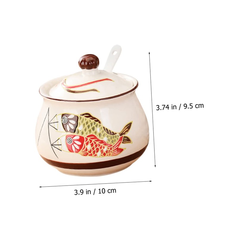 GRIRIW Tea Coffee Sugar Canister Ceramic Sauce Jar Lard Oil