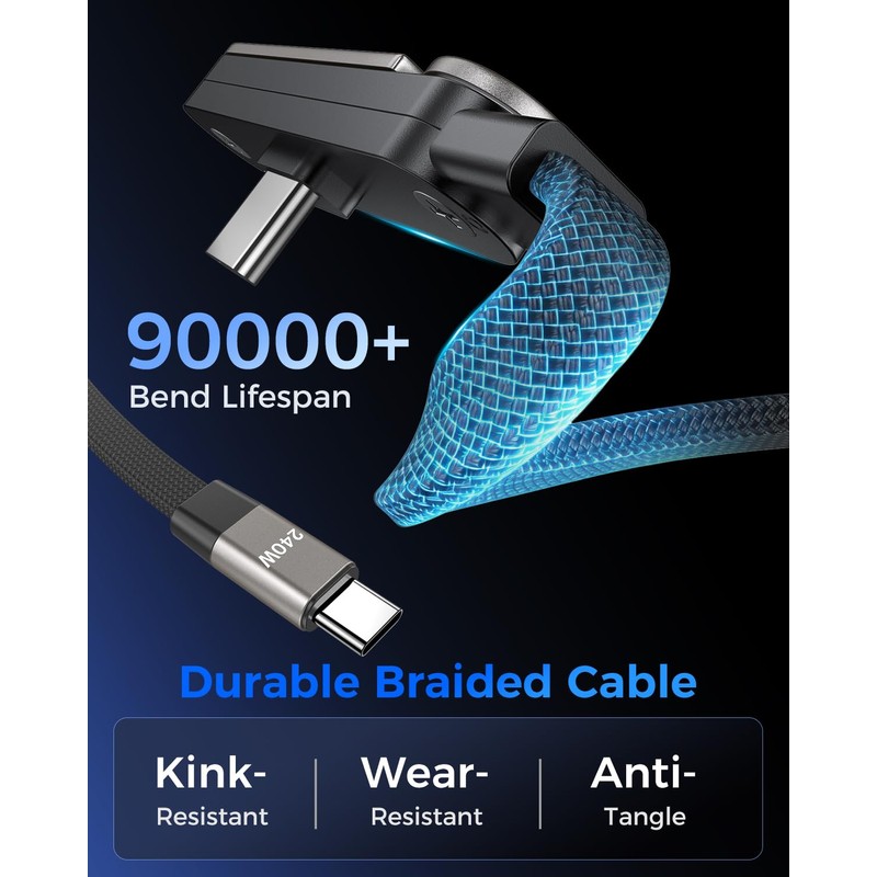 2Pack Invisible Stand Charging Cable, 240W USB-C to C &