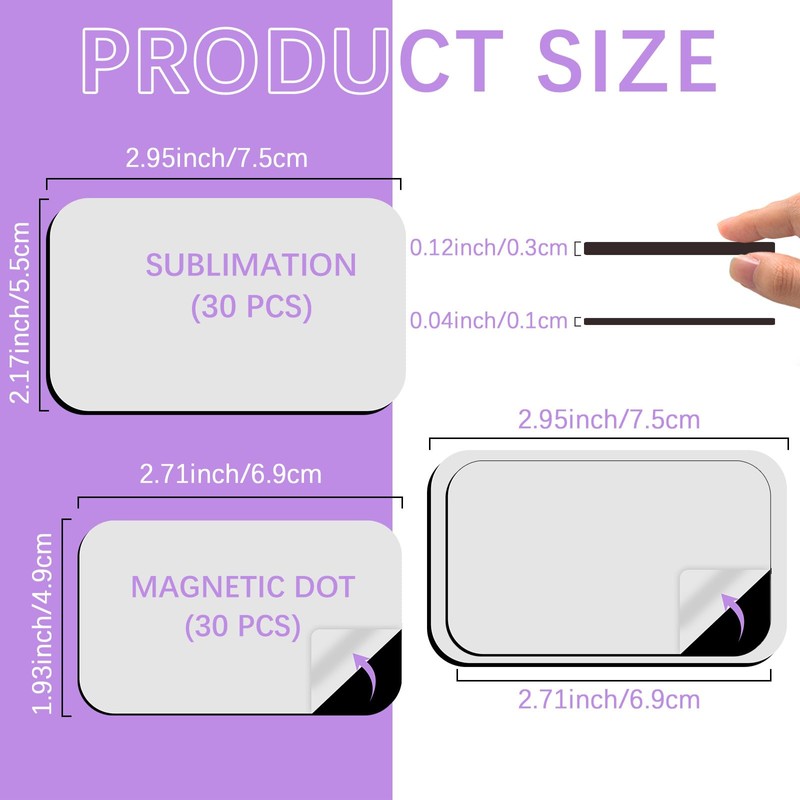 60 PCS Sublimation Magnets Blanks Rectangle Products 30 Pcs Sublimation