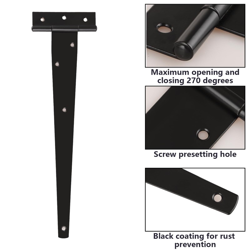 ASelected 4Pcs T Hinges12In Heavy Duty Gate Hinges Rustproof Powder