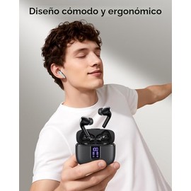 TAGRY Auriculares Bluetooth Verdaderamente Inalámbricos Auriculares 60H Reproducción Pantalla LED de Energía Audífonos con Estuche de Carga Inalámbric