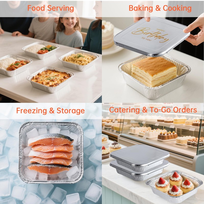Ezsart 8x8 Aluminum Pans with Lids - 20 Pack Disposable