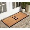 A1HC Natural Coir Monogrammed Doormat for Front Door, 24x48, Anti-Shed