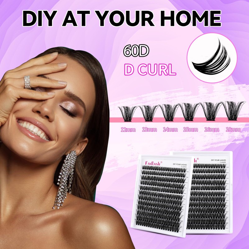 Fadlash Eyelash Cluster DIY 0.07D 8-16 mm 60D Eyelash Extensions