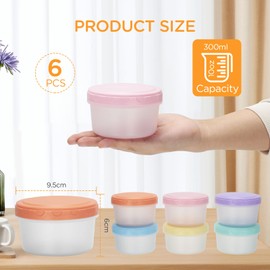 VINATO 6 Pezzo Mini Scatola Per Salse, Scatole per Snack, 300ml Mini Contenitori Per Alimenti Senza BPA, Barattoli Per Congelare Pesto, A Tenuta D'aria - Per Salse, Spezie & Snack