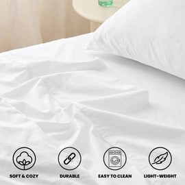 Generic Royal Comfort 600 TC Bed Sheet Set Luxurious 4-Piece Bundle (King/Queen) Includes Flat Sheet, Fitted Sheet, and 2 Pillowcases Hotel Quality Hypoallergenic (King (U.S. Standard)), White