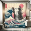 Glioown Funny Japanese Cat Shower Curtain 60Wx71L, Hilarious Cool Animal