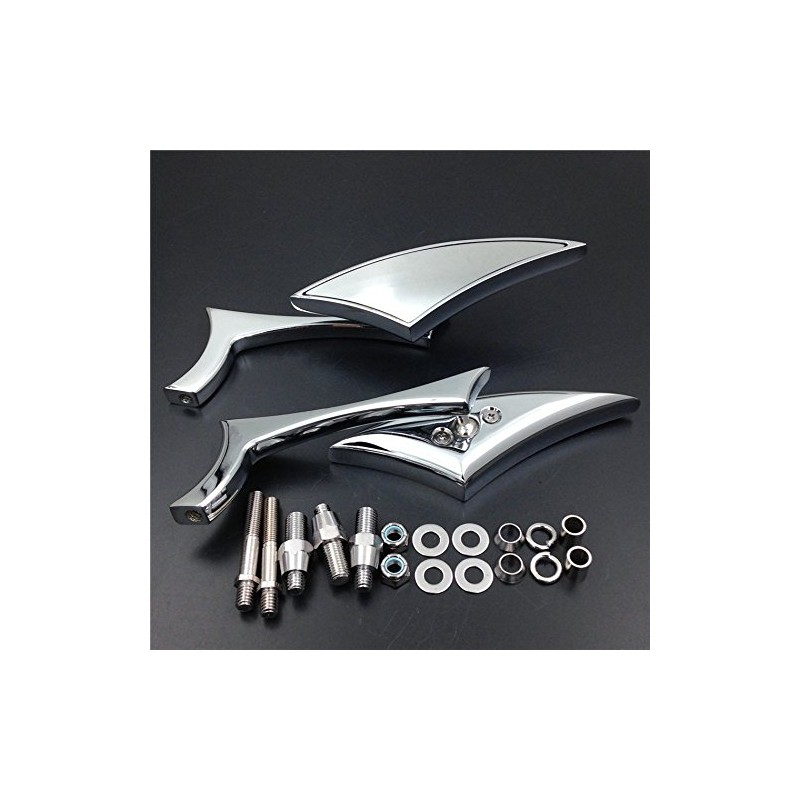 XKH- Motorcycle Chrome Spear Blade Mini Mirrors Compatible with Sportster