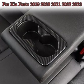 MUXEE Rear Water Cup Holder Panel Decoration Material for Kia Forte K3 2019 2020 2021 2022 2023 2024 - ABS Carbon Fiber Sport Interior Accessories