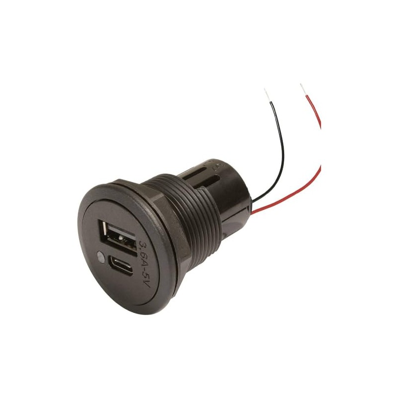 ProCar 67341000 Power USB-C/A Double Socket Black