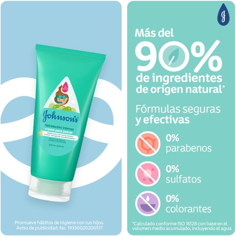 JOHNSONS Crema para Peinar Hidratación Intensa Infantil 200 ml