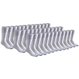 Dickies Men's Multi-Pack Cotton Blend Cushioned Work Crew Length Tube Socks (18 & 36 Pairs), White (36 Pairs), Large