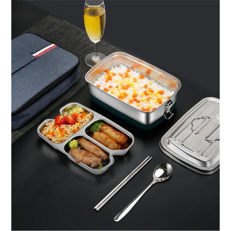 [EFFORTS] Stainless Steel Lunch Box, 1-Tier, 2-Layer, 2/3 Minute Stainless