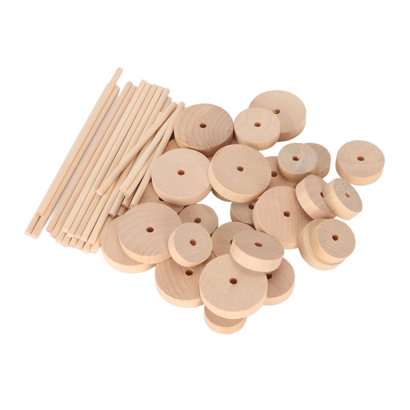 Unfinished Wood Wheels DIY Polished Round Wheel Wooden Pieces for