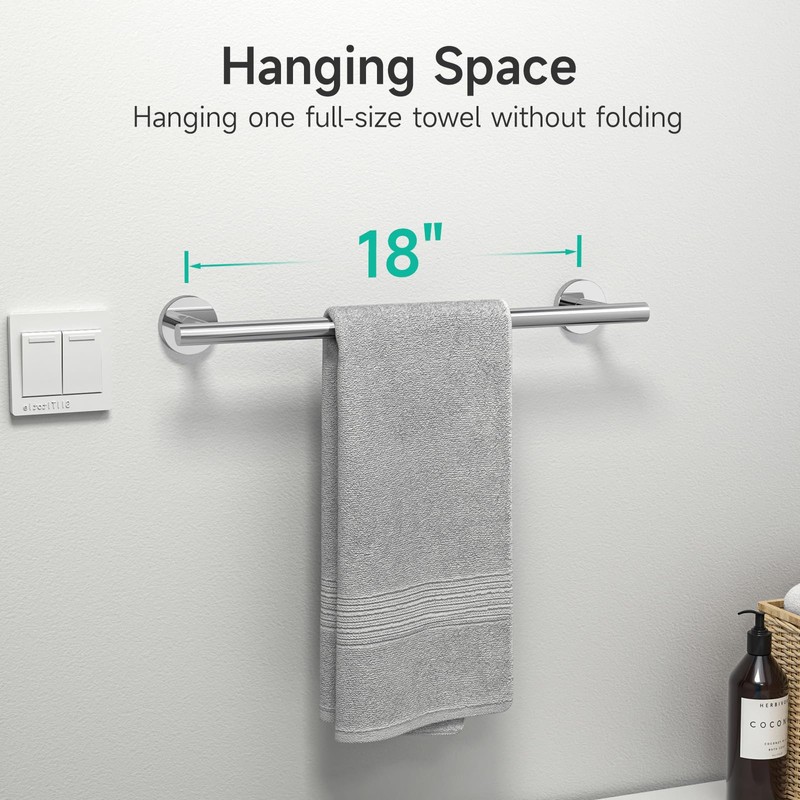 USHOWER Polished Chrome Towel Bar, 18-Inch Towel Racks for Bathroom