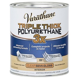 Varathane Triple Thick Polyurethane Clear Wood Finish | Self-Leveling Formula | Scratch And Stain Resistance | Durability In One Coat | Semi-Gloss | Quart