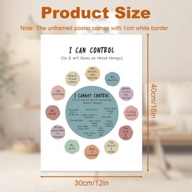 Onperpoe Mental Health Wall Decor Poster Circle Of Control Wall Posters Mental Health Posters What I Can And Cannot Control Poster Motivational Poster for Office Classroom Decor 12x16 in Unframed