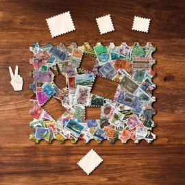 Victory Wooden Puzzles - World Stamps Jigsaw Puzzle for Adults - 72 Pieces. Premium Linden Wood Miniature Jigsaw Puzzle in Metal Storage Tin with Special 'Whimsical' Shaped Pieces.