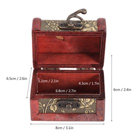 Mini Vintage Decorative Wooden Treasure Chest Chinese Style Oriental Treasure Chest Retro Pirate Jewelry Toy Wooden Box for Books Cards Collection Gifts