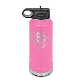 Bernese Mountain Dog Laser Engraved Water Bottle Customizable Polar Camel Stainless Steel Many Colors Sizes with Straw - Berner Head dog canine pet - 32 oz - Pink