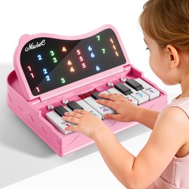 Piano for Kids, Piano Keyboard Learning Toys for Kids Boys Girls Ages 3 4 5 6 7 Year Old, 7 Modes Educational Toy Keyboard Piano with Light-Up Keys, Travel Piano Toy Music Rhythm Machine Birthday Gift