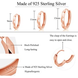 Loutade Hoop Earrings 925 Silver, 3 Pairs 925 Sterling Silver Hoop Earrings Set, Hypoallergenic Small Unisex Sleeping Cartilage Round Hoop Earrings Hoop Earrings Silver Women's Earrings in 9/11/13 mm,