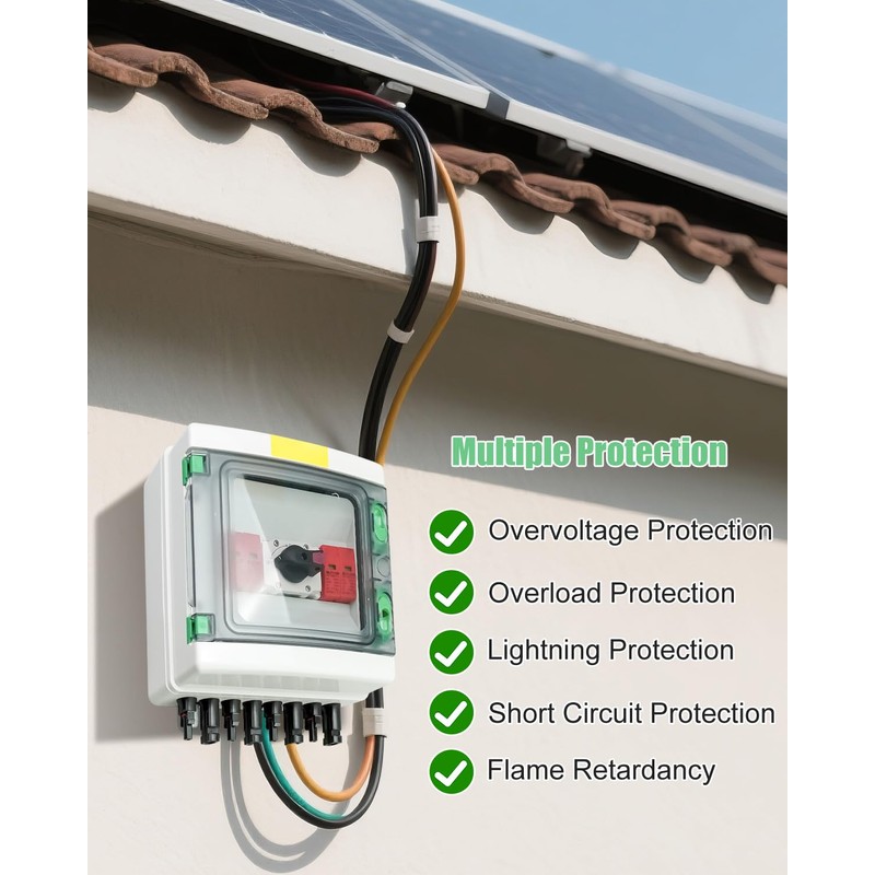 32 Amp 2 Strings Solar Disconnect Switch with DC1000V Lightning
