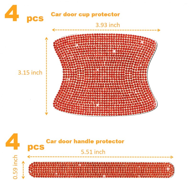 SenseYo 8 Pcs Bling Car Door Handle Protector Stickers Decals