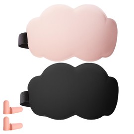 KEWUF Augenmaske Schlafmaske, Eisseiden Augenmaske, 3D Schlafmaske, Sleep Mask Lichtblockierende Schlafbrille für Pause Reisen, Wolkenförmige Augenmaske, mit Ohrstöpseln (2 Stück, Rosa, Schwarz)