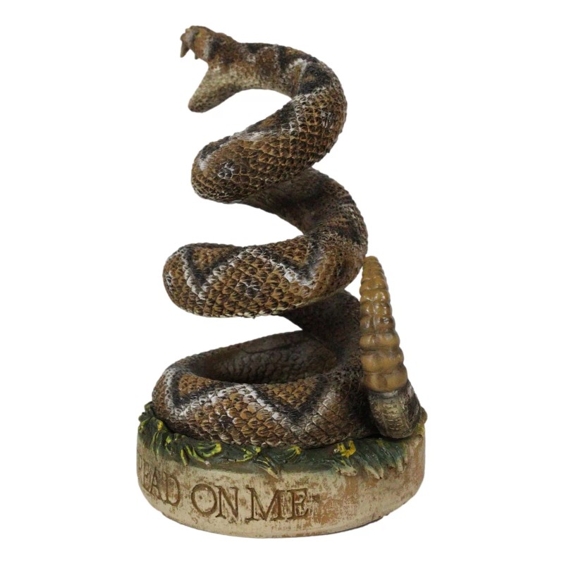 Realistic Ferocious Attacking Diamondback Rattlesnake in Coiled Posture Figurine