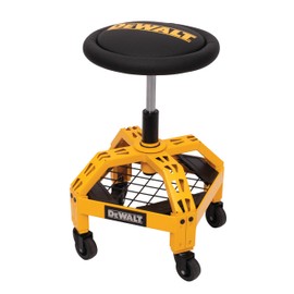 DEWALT Heavy-Duty Metal Rolling Stool for Shop or Garage, Padded 360-degree Swivel Seat, Durable Steel Frame, Adjustable