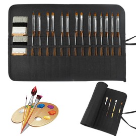 skytowards 30 Compartments Pencil Roll Pencil Case Canvas Brush Bag 49 x 33 cm Pencil Case Roll Pen Holder Bag Brush Case Army Black Brush Case Brush Roll for Artist Sketching