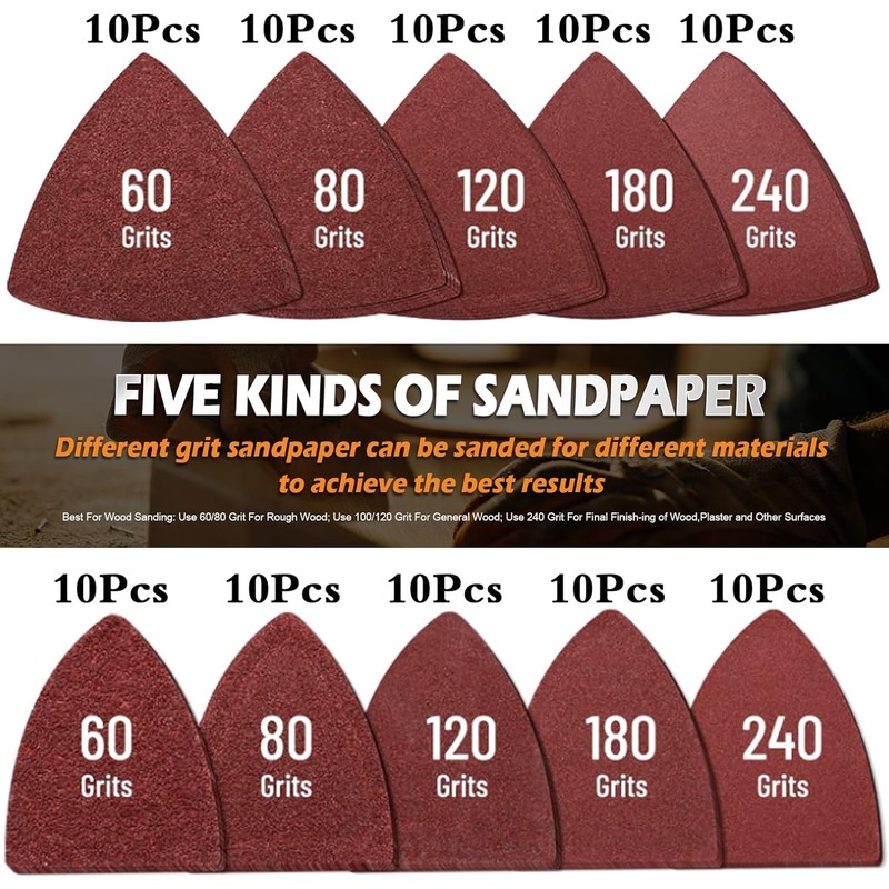 106pcs Oscillating Tool Sanding Kit with 3 Triangle 3 Finger