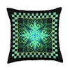 Green Light Star Checkerboard Spirograph Kaleidoscope Mirror Throw Pillow