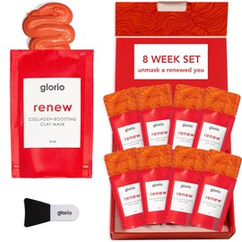 Glorio Renovar 8 Tratamientos De Mascarilla Facial Con Arcilla Potenciadora De Colágeno - Arcilla Roja Rara - Set De Regalo De Belleza De 8 Semanas - 