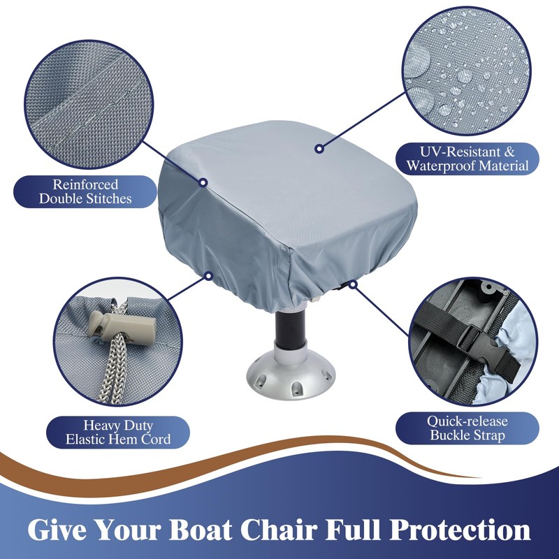 2 Pack Boat Seat Covers - Waterproof 600D Heavy Duty