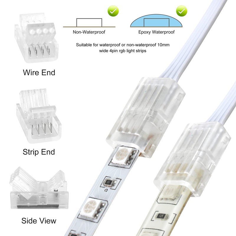 RGBZONE 4 Pin 10mm LED Strip Connector Kit 32.8ft 4