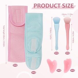 2 PCS Face Mask Applicator, Reusable Face Mask Spatula, Silicone Jelly Brush, Washable Design for Clay, Mud Mask, Hairless Body Lotion (with Hairband and Gua Sha Pad)
