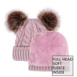 Eqoba Beanie Hat for Kids Winter Girls Boys Beanie Skull Cap, Twist Pink