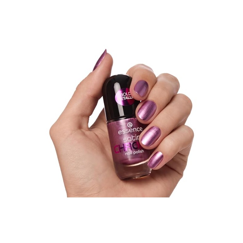 essence satin CHROME nail polish, Nr. 02, Pink, abdeckend, Expressergebnis,