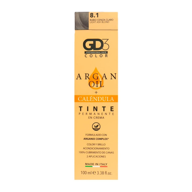 GD3 Tinte en Crema Permanente 8.1 Rubio Ceniza Claro 100Ml