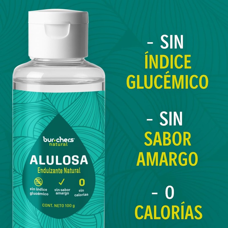 Burchers Natural - Alulosa liquida, Endulzante Natural Sin Calorías, 100g,