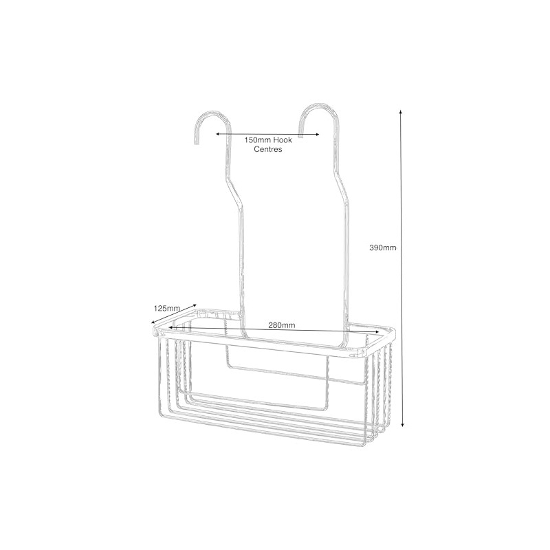 Keenware KSC-001 Rectangle Shower Caddy, Chrome, 385x280x120mm (HxWxD)