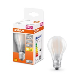 OSRAM LED Star Classic A40 LED Lampe für E27 Sockel, Birnenform, mattes Glas, 470 Lumen, warmweiß (2700K), Ersatz für herkömmliche 40W Glühbirnen, nicht dimmbar, 1er-Pack, White