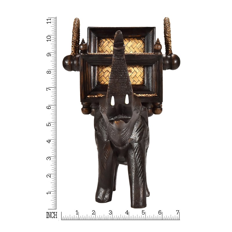 AeraVida Proud Elephant Hand Carved Square Set of 6 Coaster