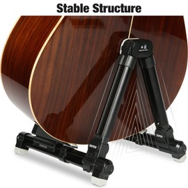 SGPRO Guitar Stand Floor With Tray & Backrest - Adjustable Instrument Stand for Electric, Acoustic, Bass, Classical Guitars, Ukulele, Mandolin, and Banjo - Superior Material & Design