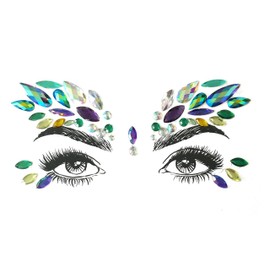 SHINEYES 6 pieces face body eyes temporary tattoos face jewels sticker glitter, made of gemstones rhinstone crystals for rave carnival masquerade music birthday party festival