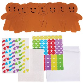 Baker Ross FX299 Gingerbread Man Mix and Match Card Kits - Pack of 6, Make Your Own Christmas Card Kit for Kids, Kids Blank Cards, Kids Christmas Craft, White